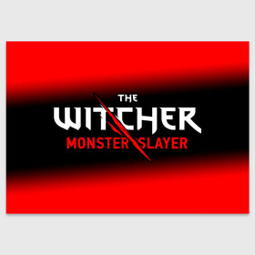 Поздравительная открытка с принтом The Witcher Monster Slayer - Gradient , 100% бумага | плотность бумаги 280 г/м2, матовая, на обратной стороне линовка и место для марки
 | Тематика изображения на принте: game | games | hunt | logo | monster | slayer | the | wild | witcher | ведьмак | градиент | дикая | игра | игры | лого | охота | охотник на монстров