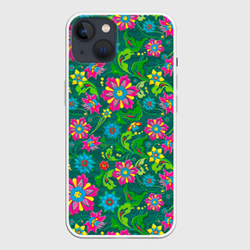 Чехол для iPhone 13 с принтом Поле разноцветных цветков ,  |  | красивые цветы | мозаика | мозаика из цветов | природа | узоры | узоры из цветов | цветочки | цветочная | цветы | цветы арт