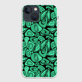 Чехол для iPhone 13 mini с принтом Зеленый абстрактный узор ,  |  | абстрактный | в горошек | граффити | детский современный | зелено черный | простой | ретро