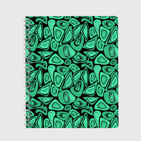 Тетрадь с принтом Зеленый абстрактный узор , 100% бумага | 48 листов, плотность листов — 60 г/м2, плотность картонной обложки — 250 г/м2. Листы скреплены сбоку удобной пружинной спиралью. Уголки страниц и обложки скругленные. Цвет линий — светло-серый
 | абстрактный | в горошек | граффити | детский современный | зелено черный | простой | ретро