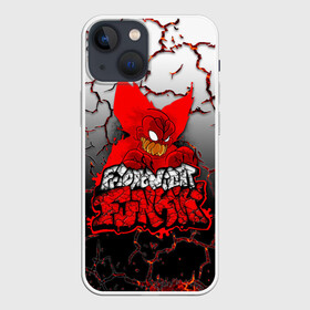 Чехол для iPhone 13 mini с принтом Friday Night Funkin Tricky One ,  |  | Тематика изображения на принте: black | character | clown | demon | fire | fnf | friday night funkin | red | tricky | white | белый | буквы | демон | игра | картинка | клоун | красный | логотип | микрофон | огонь | персонаж | рисовка | трещины | трики | фрайдей | черный