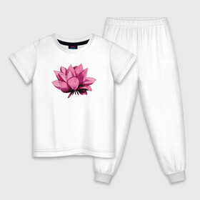 Детская пижама хлопок с принтом Лотус акварельный , 100% хлопок |  брюки и футболка прямого кроя, без карманов, на брюках мягкая резинка на поясе и по низу штанин
 | delicate | flower | lines | lotus | pink | watercolor | акварель | линии | лотус | нежный | розовый | цветок