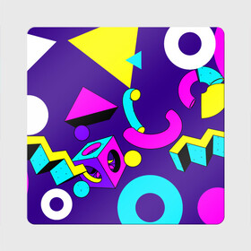 Магнит виниловый Квадрат с принтом Геометрические фигуры , полимерный материал с магнитным слоем | размер 9*9 см, закругленные углы | геометрический | красочный | мода | разноцветные 90 е | стиль | структура | текстура | ткань | узор | фон | цвет