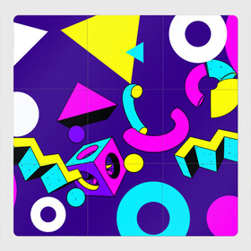 Магнитный плакат 3Х3 с принтом Геометрические фигуры , Полимерный материал с магнитным слоем | 9 деталей размером 9*9 см | геометрический | красочный | мода | разноцветные 90 е | стиль | структура | текстура | ткань | узор | фон | цвет