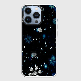 Чехол для iPhone 13 Pro с принтом А снег идёт ,  |  | а снег идёт | ночь | снег | снегопад | снежинки | узор