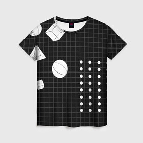 Женская футболка 3D с принтом Черно-белые фигуры 3D , 100% полиэфир ( синтетическое хлопкоподобное полотно) | прямой крой, круглый вырез горловины, длина до линии бедер | геометрический | красочный | мода.3d | стиль | структура | текстура | ткань | узор | фон | цвет
