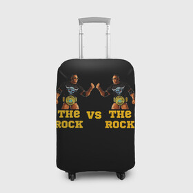 Чехол для чемодана 3D с принтом The ROCK VS The ROCK , 86% полиэфир, 14% спандекс | двустороннее нанесение принта, прорези для ручек и колес | versus | двойники | дуэйн джонсон | жёлтый | пояс | скала против скалы | чёрный