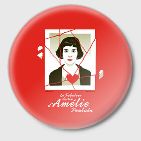 Значок с принтом Amelie ,  металл | круглая форма, металлическая застежка в виде булавки | amelie | french comedy | heart | photograph | the fabulous destiny of amelie poulain | torn | амели | комедия | невероятная судьба амели пулен | разорванная | романтическая | сердце | фотография | французская