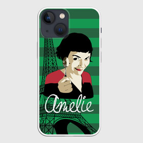 Чехол для iPhone 13 mini с принтом Amelie ,  |  | amelie | eiffel tower | french comedy | holding a spoon | paris | the fabulous destiny of amelie poulain | амели | держит ложку | комедия | невероятная судьба амели пулен | париж | романтическая | французская | эйфелева башня