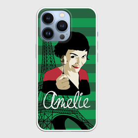 Чехол для iPhone 13 Pro с принтом Amelie ,  |  | Тематика изображения на принте: amelie | eiffel tower | french comedy | holding a spoon | paris | the fabulous destiny of amelie poulain | амели | держит ложку | комедия | невероятная судьба амели пулен | париж | романтическая | французская | эйфелева башня