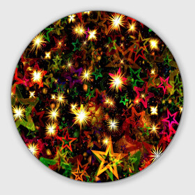Коврик для мышки круглый с принтом Яркий день , резина и полиэстер | круглая форма, изображение наносится на всю лицевую часть | блеск | звезда | звезды | новый год | праздник | фейерверк | яркий день