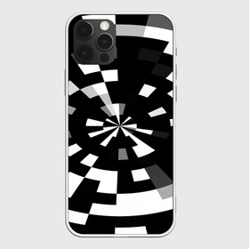 Чехол для iPhone 12 Pro с принтом Черно-белый фон иллюзии , силикон | область печати: задняя сторона чехла, без боковых панелей | абстрактный | геометрический | дизайн | иллюзия | кривая | линии | пиксель | текстура | узор