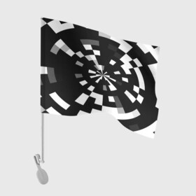 Флаг для автомобиля с принтом Черно-белый фон иллюзии , 100% полиэстер | Размер: 30*21 см | абстрактный | геометрический | дизайн | иллюзия | кривая | линии | пиксель | текстура | узор