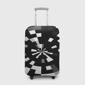 Чехол для чемодана 3D с принтом Черно-белый фон иллюзии , 86% полиэфир, 14% спандекс | двустороннее нанесение принта, прорези для ручек и колес | абстрактный | геометрический | дизайн | иллюзия | кривая | линии | пиксель | текстура | узор