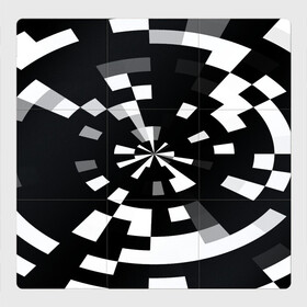 Магнитный плакат 3Х3 с принтом Черно-белый фон иллюзии , Полимерный материал с магнитным слоем | 9 деталей размером 9*9 см | абстрактный | геометрический | дизайн | иллюзия | кривая | линии | пиксель | текстура | узор