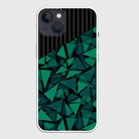 Чехол для iPhone 13 с принтом Геометрический узор ,  |  | геометрический | зеленый | зеленый и черный | изумрудный | комбинированный | мужской | полигональный | полосатый | современный