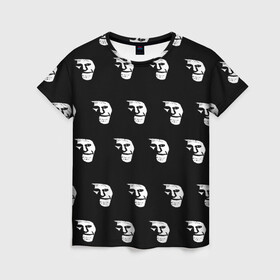 Женская футболка 3D с принтом Dark trollface , 100% полиэфир ( синтетическое хлопкоподобное полотно) | прямой крой, круглый вырез горловины, длина до линии бедер | creepypasta | scary | мем | мрак | троллфейс