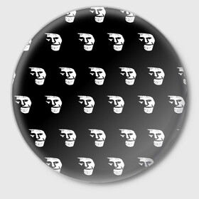 Значок с принтом Dark trollface ,  металл | круглая форма, металлическая застежка в виде булавки | creepypasta | scary | мем | мрак | троллфейс