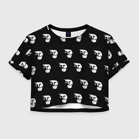 Женская футболка Crop-top 3D с принтом Dark trollface , 100% полиэстер | круглая горловина, длина футболки до линии талии, рукава с отворотами | creepypasta | scary | мем | мрак | троллфейс