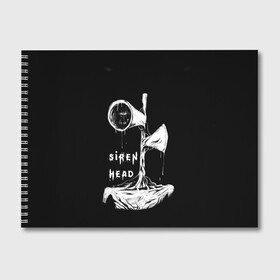 Альбом для рисования с принтом Сиреноголовый ЧБ Siren Head , 100% бумага
 | матовая бумага, плотность 200 мг. | forest | games | monster | night | siren head | детям | игры | лес | монстр | надпись | ночь | сирена | сиреноголовый | солнце | страшилка | текст | темно | туман | ужастик | хоррор