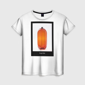 Женская футболка 3D с принтом Собака и кега , 100% полиэфир ( синтетическое хлопкоподобное полотно) | прямой крой, круглый вырез горловины, длина до линии бедер | бутылка | демотиватор | мем | собака