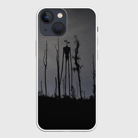 Чехол для iPhone 13 mini с принтом Сиреноголовый В Лесу Игра ,  |  | forest | games | monster | night | siren head | детям | игры | лес | монстр | надпись | ночь | сирена | сиреноголовый | солнце | страшилка | текст | темно | туман | ужастик | хоррор