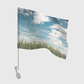 Флаг для автомобиля с принтом Небушко и полюшко , 100% полиэстер | Размер: 30*21 см | небо | облака | пейзаж | поле | русский | славянский | фотопринт