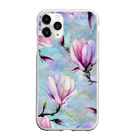 Чехол для iPhone 11 Pro Max матовый с принтом Живописная магнолия , Силикон |  | бутоны | весна | живописный | живопись | картина | крупные цветы | магнолия | небесный | нежные | холст | художественный | цветочки | цветочный | цветы