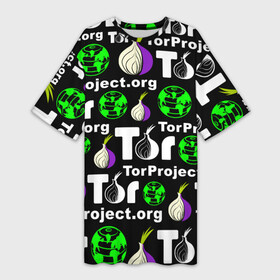 Платье-футболка 3D с принтом ТОР   TOR PROJECT BROWSER ,  |  | tor browser | torproject | анонимность | анонимный браузер | взлом | даркнет | зеркала | луковица | тор браузер | хакер | черный интернет.