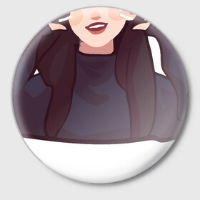 Значок с принтом Aeong  ,  металл | круглая форма, металлическая застежка в виде булавки | aeong sticker | black pink | bts | kpop | кошка | чон соми