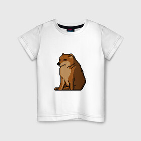 Детская футболка хлопок с принтом Собака Мем! , 100% хлопок | круглый вырез горловины, полуприлегающий силуэт, длина до линии бедер | bonk | doge | бонк | верный друг | взгляд | доге | животные | пиксельный | пушистик | собака | чимис