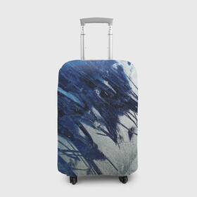 Чехол для чемодана 3D с принтом Серо-синее абстрактное , 86% полиэфир, 14% спандекс | двустороннее нанесение принта, прорези для ручек и колес | абстракция | двухцветное | серое | синее | спокойное