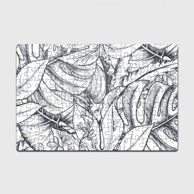 Головоломка Пазл магнитный 126 элементов с принтом Тропические листья , полимерный материал с магнитным слоем | 126 деталей, размер изделия —  180*270 мм | plants | растения | тропические листья | цветы | чёрно белые листья
