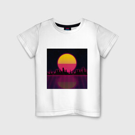 Детская футболка хлопок с принтом Neon City , 100% хлопок | круглый вырез горловины, полуприлегающий силуэт, длина до линии бедер | city | neon | retrowave | sunset | город | закат | неон | ретровейв