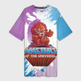 Платье-футболка 3D с принтом Бистмен | Властелины вселенной (Z) ,  |  | beastman | masters of the universe | mult | бистмен | властелины вселенной | мохнатый | мульт | мультфильм | урод