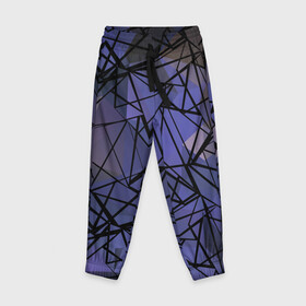 Детские брюки 3D с принтом Синий-бежевый абстрактный узор , 100% полиэстер | манжеты по низу, эластичный пояс регулируется шнурком, по бокам два кармана без застежек, внутренняя часть кармана из мелкой сетки | абстрактный | мужской | полигональный узор | синий | современный | текстура | фиолетовый