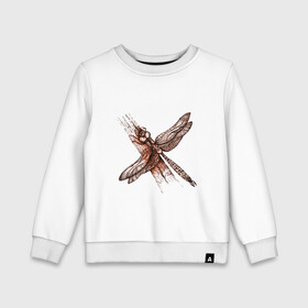 Детский свитшот хлопок с принтом Медная стрекоза , 100% хлопок | круглый вырез горловины, эластичные манжеты, пояс и воротник | dragonfly | графика | крылья | летать | медный | насекомое | рисунок | стрекоза