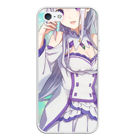 Чехол для iPhone 5/5S матовый с принтом Эмилия - Re:Zero , Силикон | Область печати: задняя сторона чехла, без боковых панелей | emilia | re zero | re: zero | re: zero – жизнь с нуля в другом мире | аниме | вайфу | манга | ре зеро | эмилия