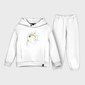 Детский костюм хлопок Oversize с принтом Скалярия ,  |  | аквариум | вода | волны | знак зодиака | лето | мило | море | пляж | полоски | рисунок | рыба | скалярия