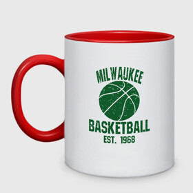 Кружка двухцветная с принтом Milwaukee Basket , керамика | объем — 330 мл, диаметр — 80 мм. Цветная ручка и кайма сверху, в некоторых цветах — вся внутренняя часть | antetokounmpo | basketball | bucks | giannis | milwaukee | mvp | nba | sport | streetball | адетокумбо | бакс | баскетбол | игра | милуоки | мяч | нба | олень | спорт | стритбол | тренер | чемпион | янис