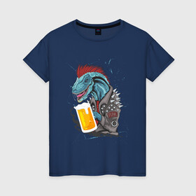 Женская футболка хлопок с принтом Пивозавр - Гранж , 100% хлопок | прямой крой, круглый вырез горловины, длина до линии бедер, слегка спущенное плечо | dinosaur | pivo | pivozavr | гранж | динозавр | прикол