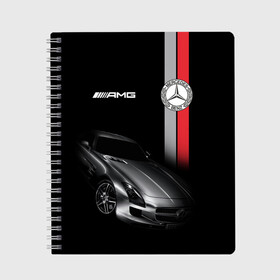Тетрадь с принтом MERCEDES BENZ AMG , 100% бумага | 48 листов, плотность листов — 60 г/м2, плотность картонной обложки — 250 г/м2. Листы скреплены сбоку удобной пружинной спиралью. Уголки страниц и обложки скругленные. Цвет линий — светло-серый
 | amg | auto | benz | car | cool | dark | germany | logo.star | machine | mercedes | sport | автомобиль | бенц | водитель | германия | логотип | машины | мерин | мерс | мерседес | немец | премиум | спорткар | тачки