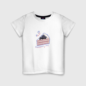 Детская футболка хлопок с принтом blueberry pie two! , 100% хлопок | круглый вырез горловины, полуприлегающий силуэт, длина до линии бедер | Тематика изображения на принте: вкусняшка | пирог | рисунок | сладость | торт