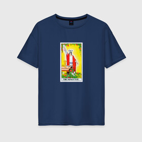 Женская футболка хлопок Oversize с принтом Маг | Карта Таро Уэйта , 100% хлопок | свободный крой, круглый ворот, спущенный рукав, длина до линии бедер
 | карты | маг | магия | старшие арканы | таро | таро райдера уэйта | фокусник | эзотерика