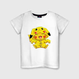 Детская футболка хлопок с принтом Милый пикачу , 100% хлопок | круглый вырез горловины, полуприлегающий силуэт, длина до линии бедер | anime | pikachu | pokemon | poket monster | poketmon | аниме | анимэ | карманные монстры | пикачу | покемон