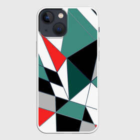 Чехол для iPhone 13 mini с принтом Абстрактный геометрический ,  |  | абстрактный | ассиметрия | красный | молодежный | полигональный | разноцветный | современный | темный бирюзовый | черный