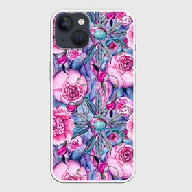 Чехол для iPhone 13 с принтом Волшебный сад с пионами ,  |  | peonies | peony | волшебный | пион | пионы | сад | сказка | сказочный | цветочки | цветочный | цветы