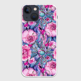 Чехол для iPhone 13 mini с принтом Волшебный сад с пионами ,  |  | peonies | peony | волшебный | пион | пионы | сад | сказка | сказочный | цветочки | цветочный | цветы