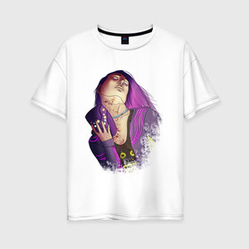 Женская футболка хлопок Oversize с принтом Сьюзи Dead by Daylight  , 100% хлопок | свободный крой, круглый ворот, спущенный рукав, длина до линии бедер
 | killer | legion | легион | неон | сьюзи