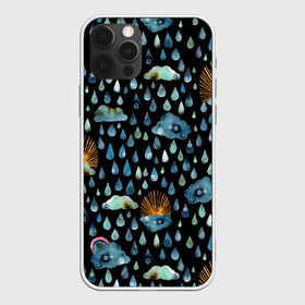 Чехол для iPhone 12 Pro Max с принтом Дождливая осень.Солнце, облака , Силикон |  | Тематика изображения на принте: autumn | pattern | raibow | rain | raindrops | sun | watercolor | акварель | дизайн | дождливый | дождь | закат | капли | коллаж | ливень | морось | непогода | облака | осень | паттерн | погода | природа | радуга | рассвет | солнце